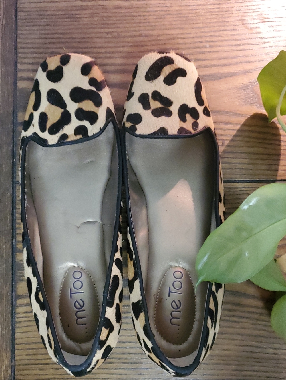 me too Leopard Print Slip-On Ballet Flats in Tan and Black